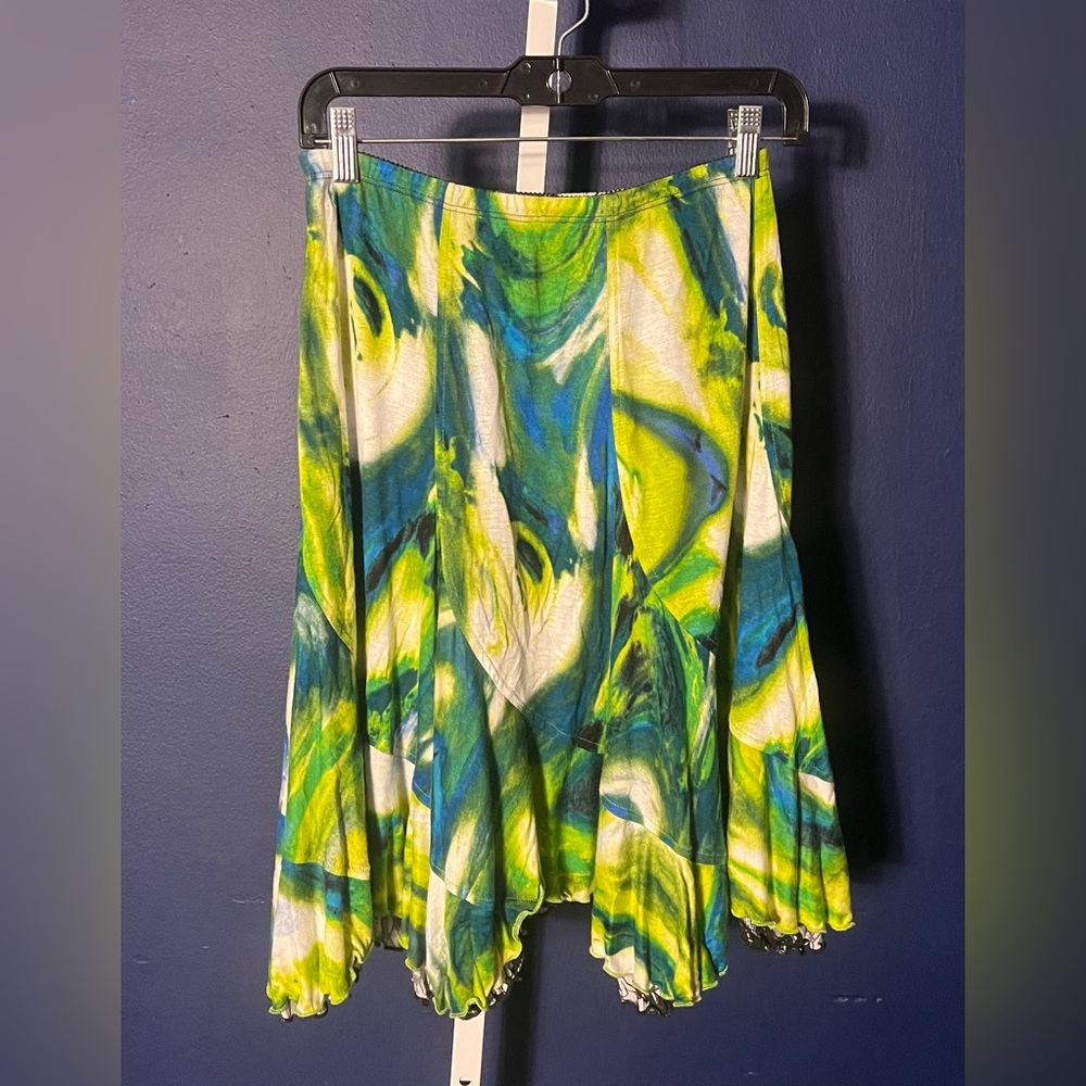 Short Skirt Womens Size XS/S 24” waist,reversible sz tag removed green/blue boho